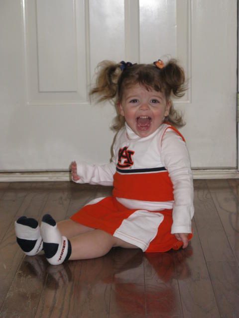 Excited Auburn cheerleader